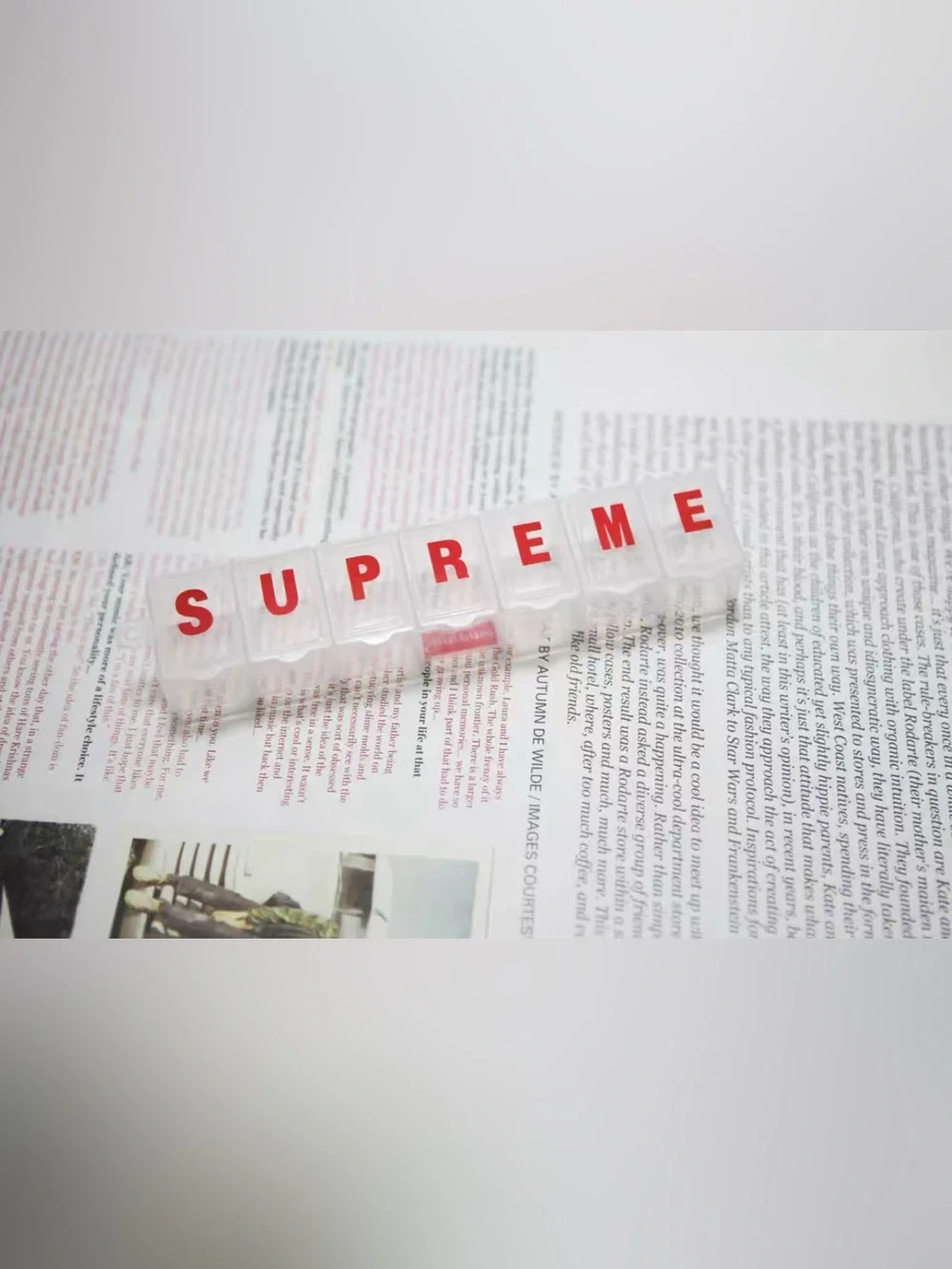 Supreme Clear Pill Organizer with Red Lettering